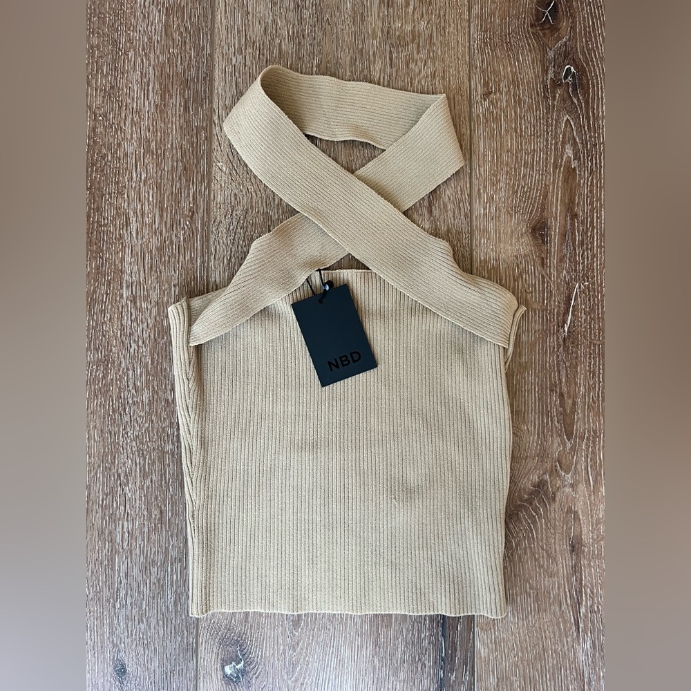 NBD, ordered from Revolve, beige halter, size XS